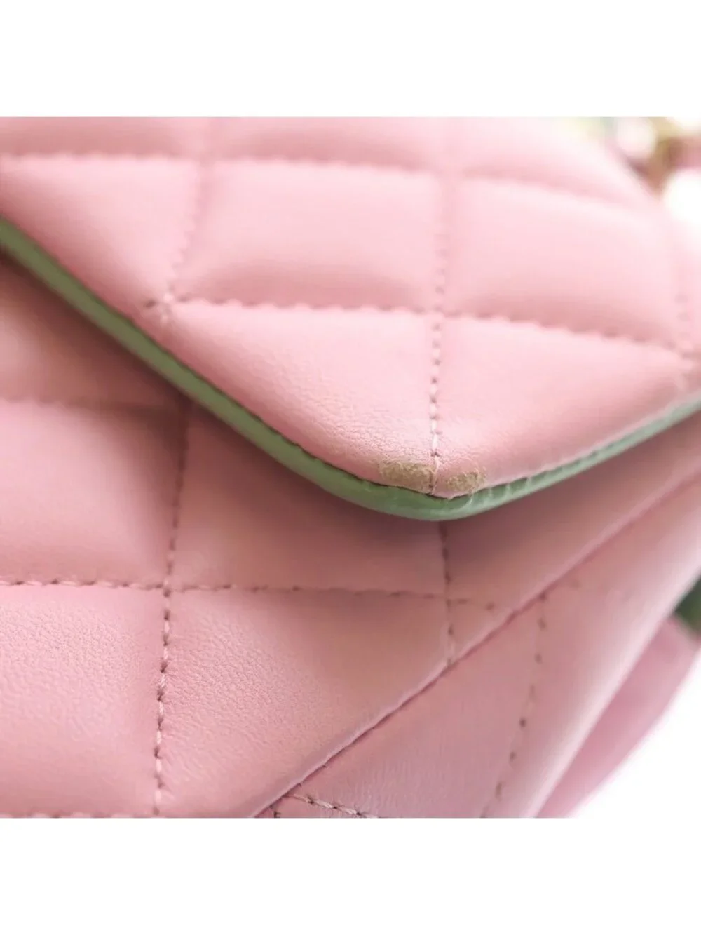Chanel Top Handle Mini Flap Back Chain Shoulder Lambskin Pink
